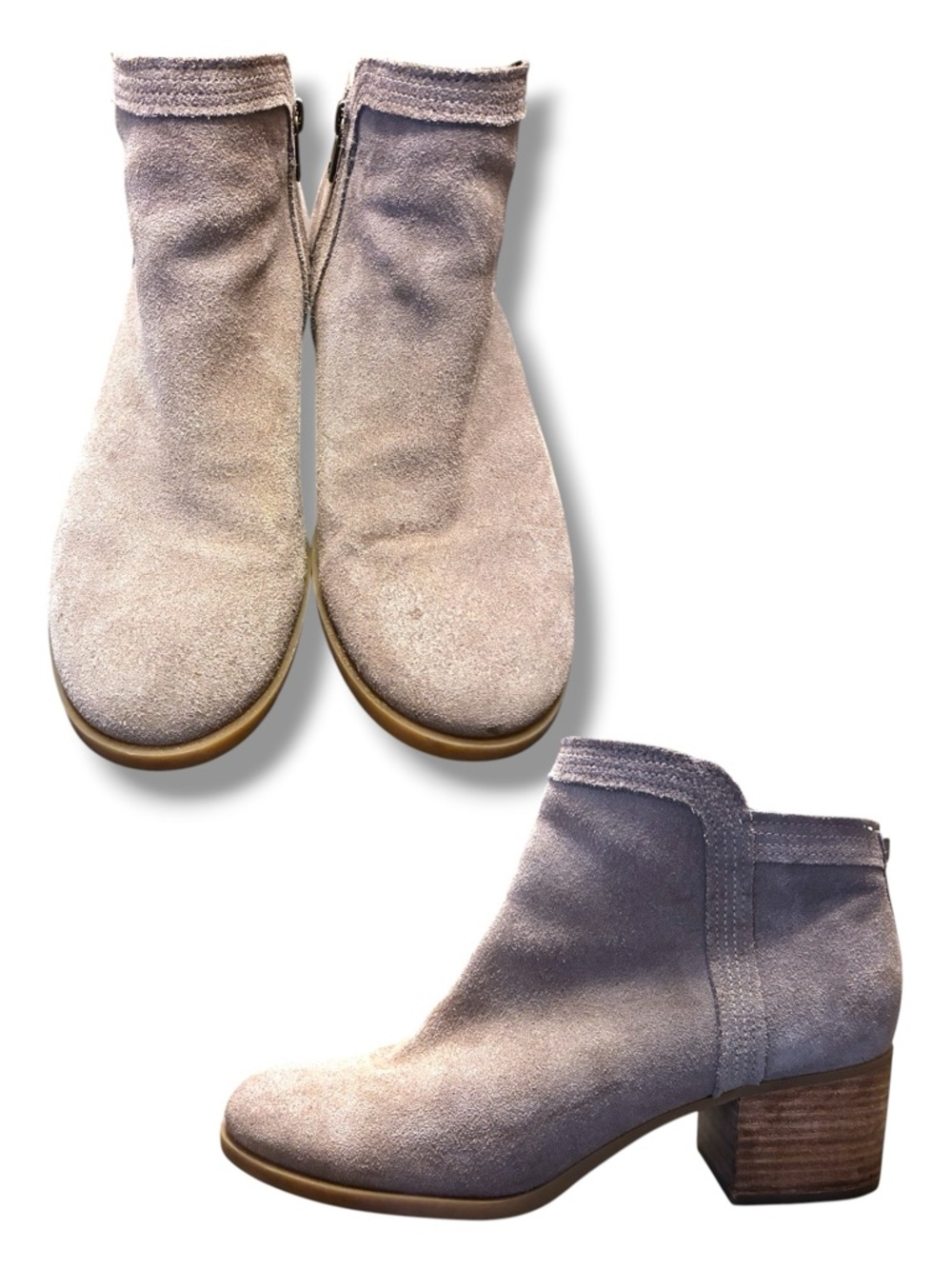 🤎 Koolaburra by UGG Suede Ankle Booties Block Heel Taupe Women’s 8
